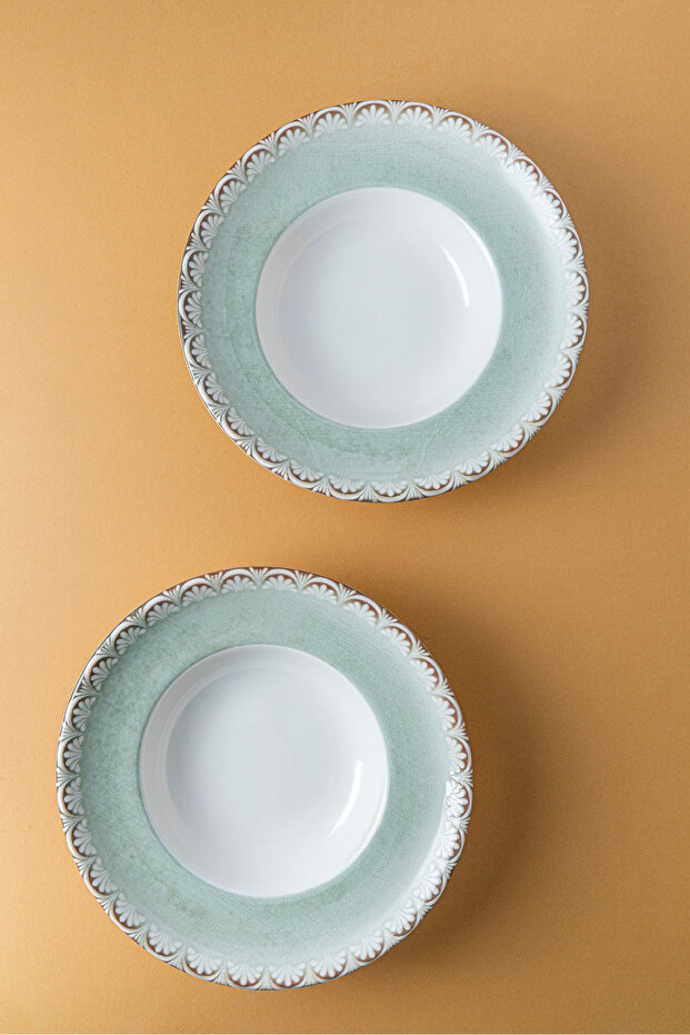 Rome Zest Porcelain Self Patterned Pit Pasta Plate – Set of 2