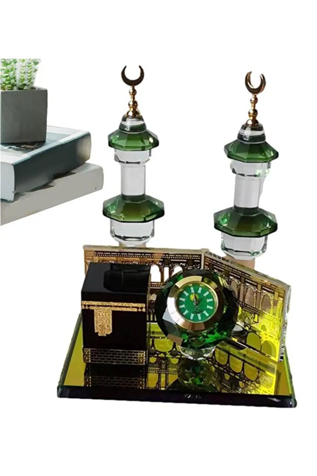Crystal Mecca Souvenir – Kaaba & Clock Tower Islamic Decorative Ornament