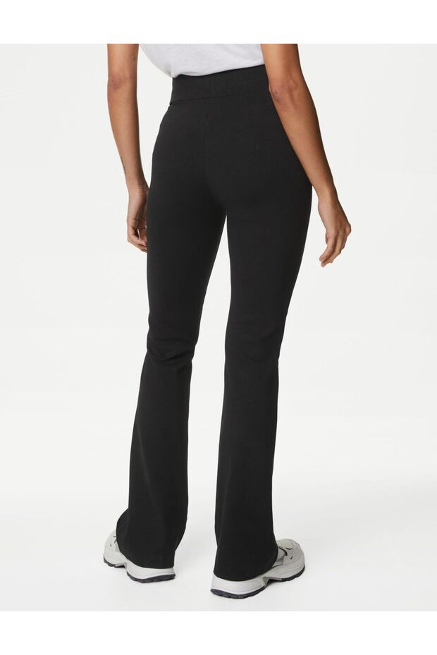 Yüksek Bel Flared Fit Örme Pantolon - 3