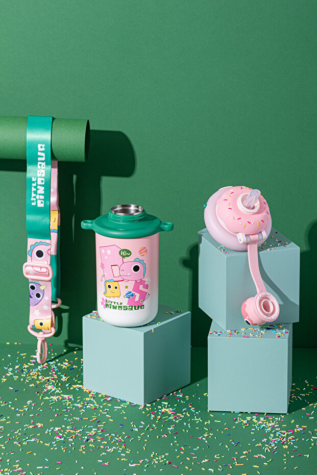 Baby Dinazor Termos Pembe 450 ml - 3