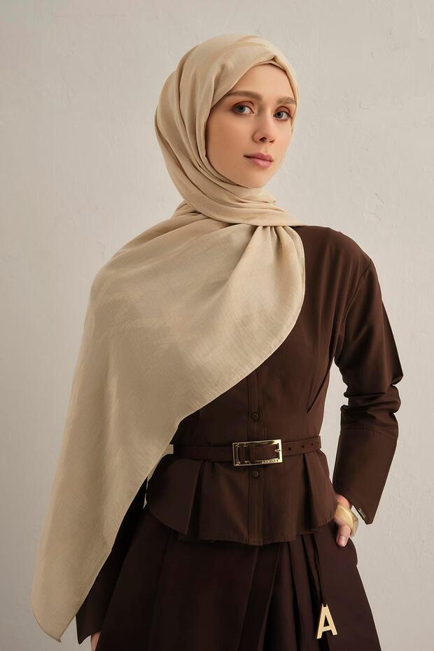 Lyocell Şal - 1 - Bej 64 - 4