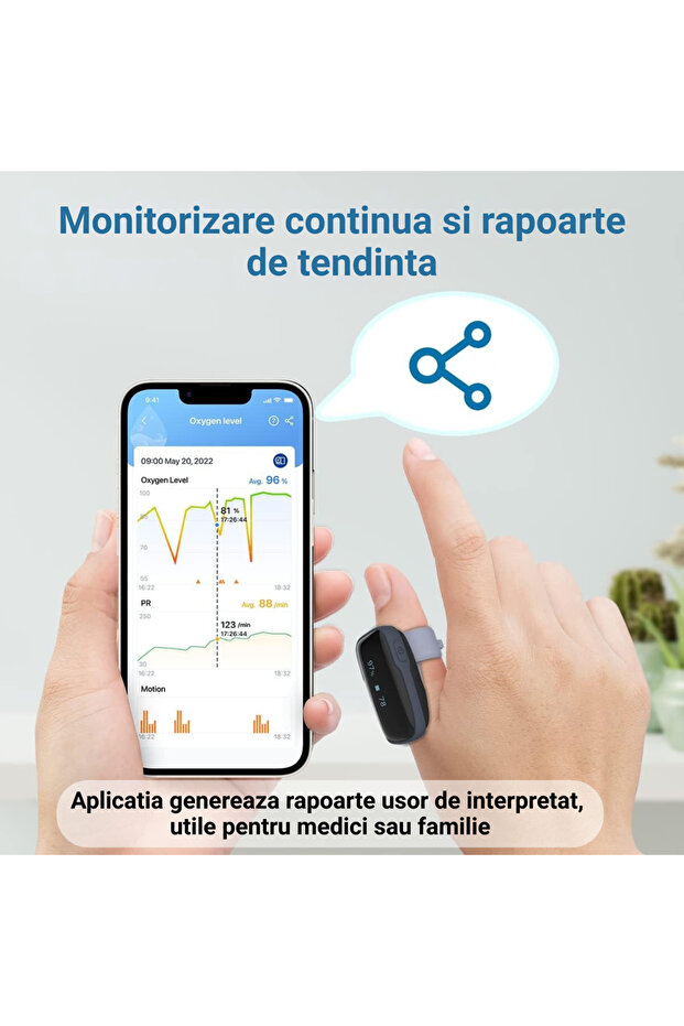 Smart WiFi ring pulse oximeter, Oxylink Remote, continuous oxygen saturation pulse monitoring - 6