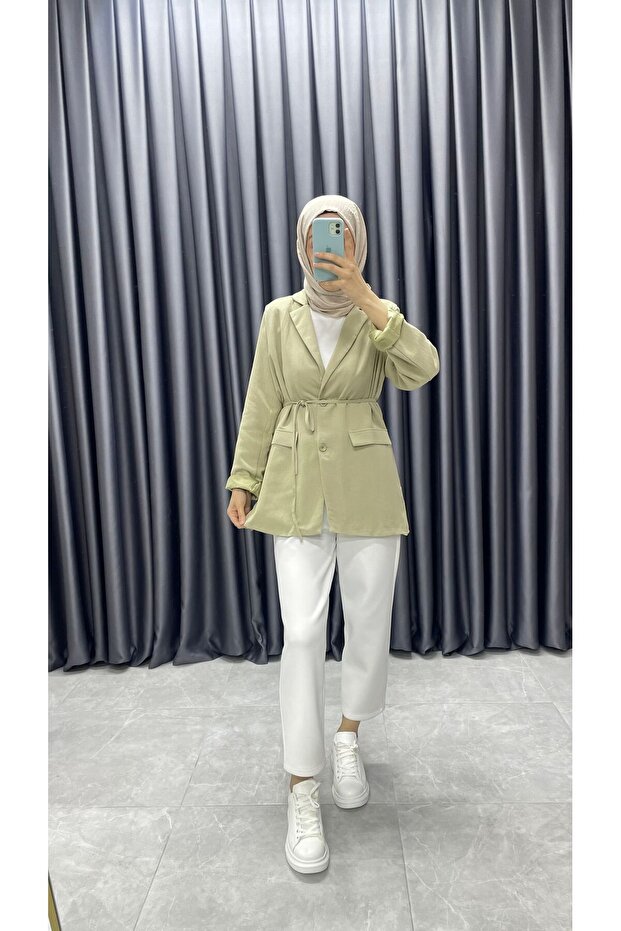 سترة بليزر بحزام من الكتان - 3