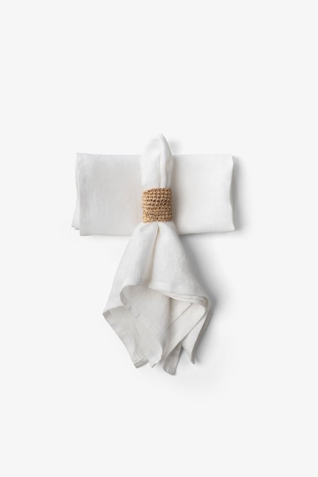 Lona 2-Piece Linen Fabric Serving Presentation Napkin 45X45 White