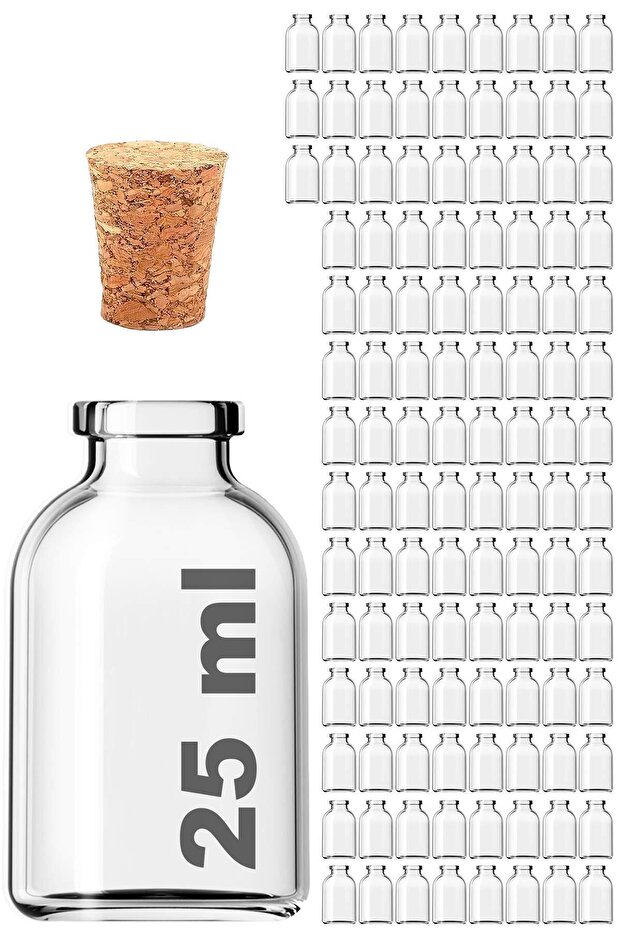 25 cc şişe mantar tıpalı 100 adet - 1