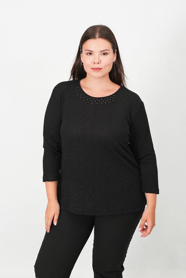 Evening Dress Glittery Fukuro Three Quarter Sleeve Blouse