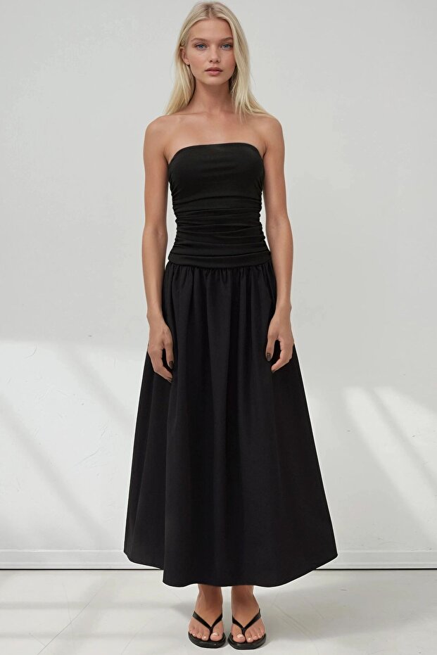 Straplez Maxi Elbise - 1