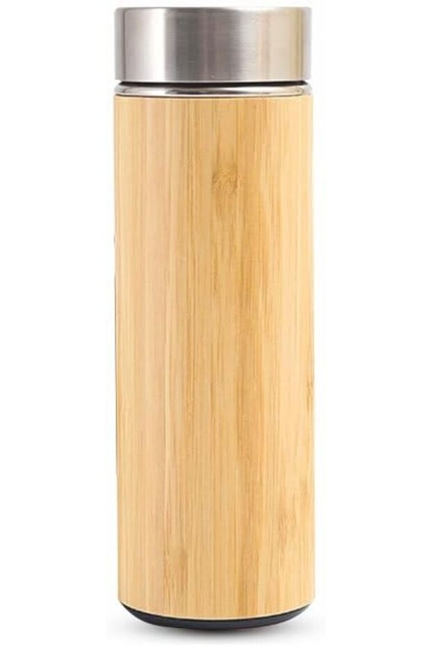 Premium Bamboo Flask Thermos with Strainer for Tea Infusion Hot & Cold