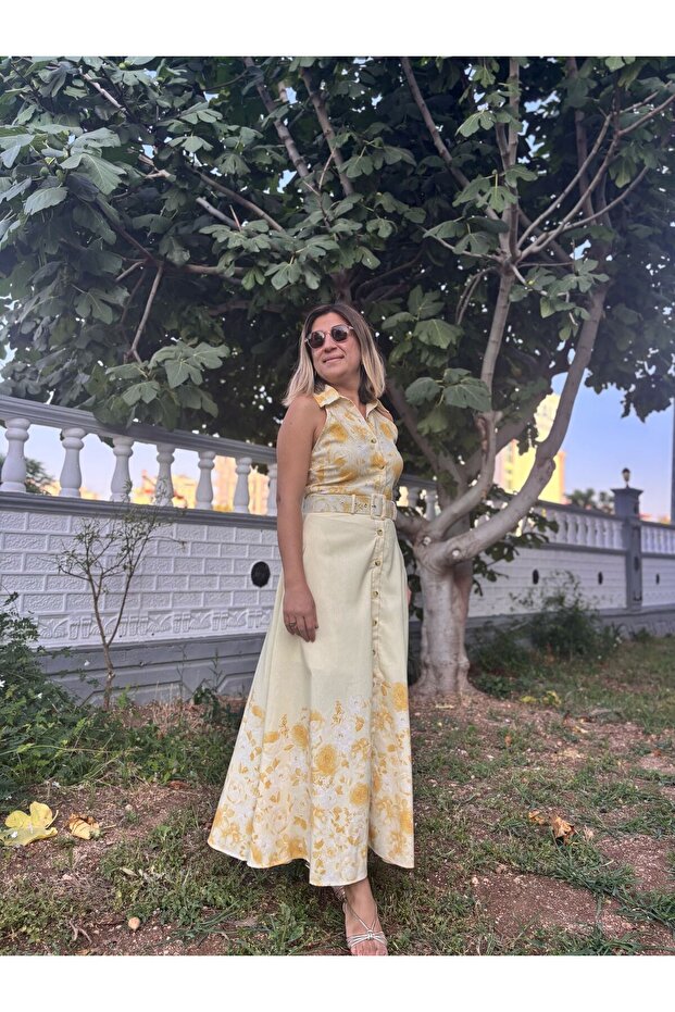 sarı çiçekli elbise - 2