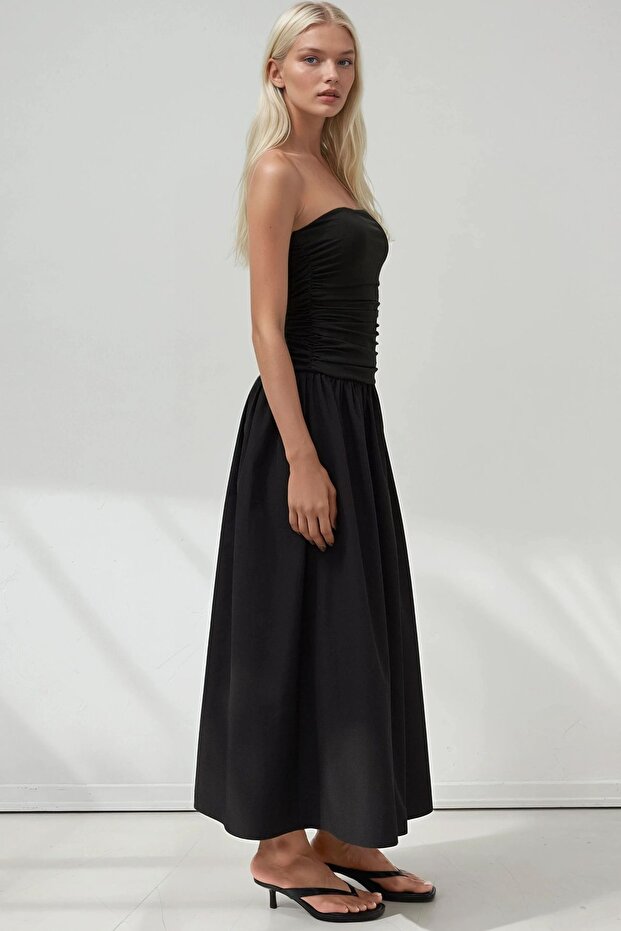 Straplez Maxi Elbise - 6
