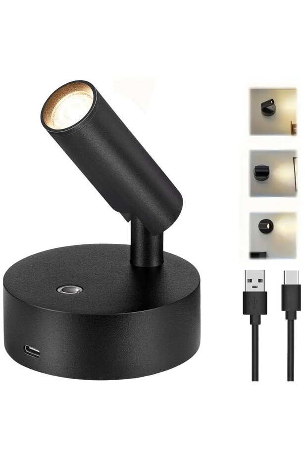Ledx AL-XYD05 Çok Fonksiyonlu Dokunmatik Şarjlı 1200mAh Duvar Aplik 3000K-4000K-6500K TYPE-C Şarj Gi - 1