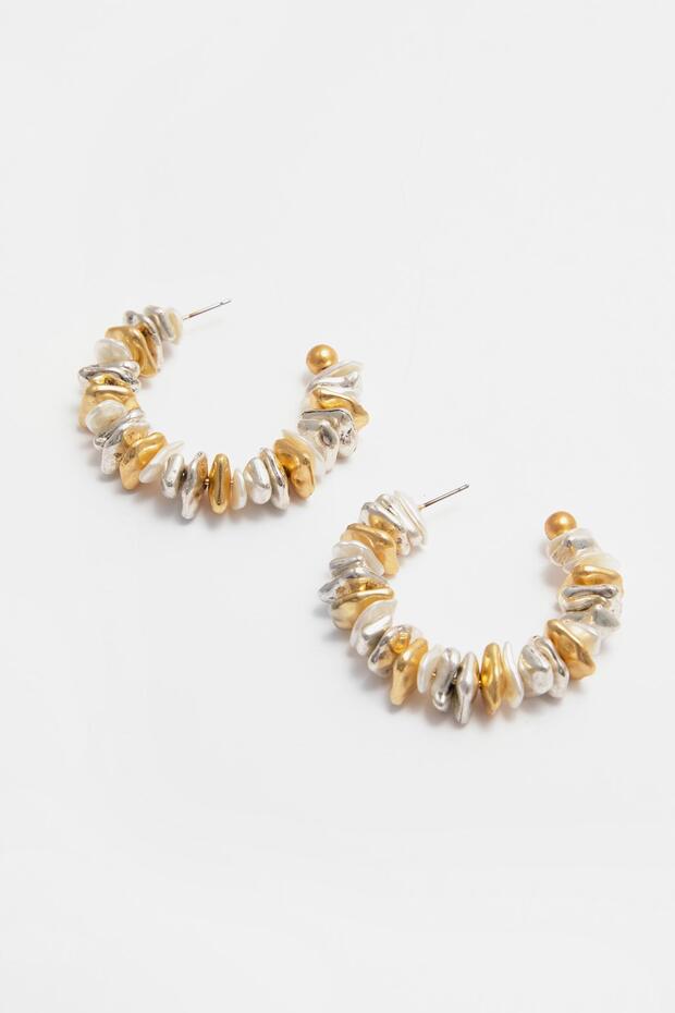 Metalik parçalı halka küpe - 3