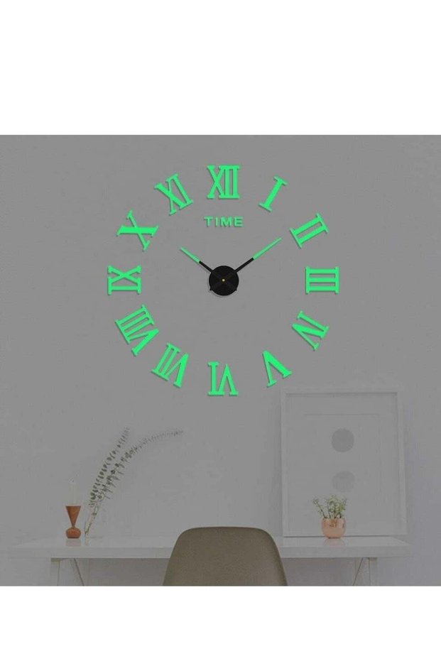 3D DIY Roman Numerals Wall Clock Light Emitting Frameless Ideal for Living Room
