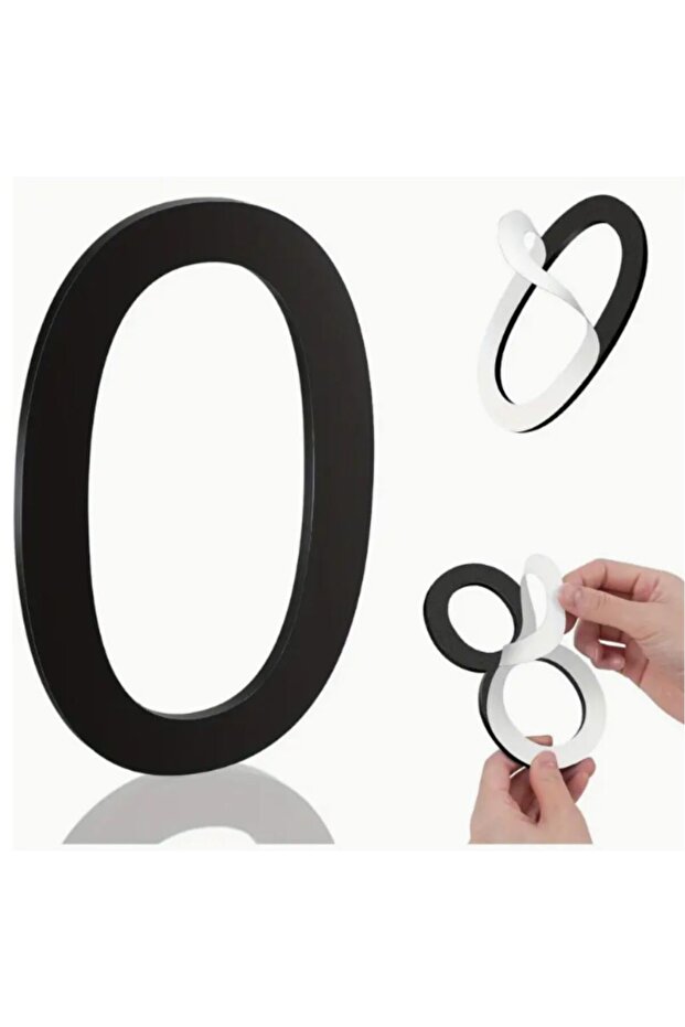 Wall - Door Number Size 15 cm - 3 mm Laser Cut Black Plexiglass Self Adhesive No -0 Zero