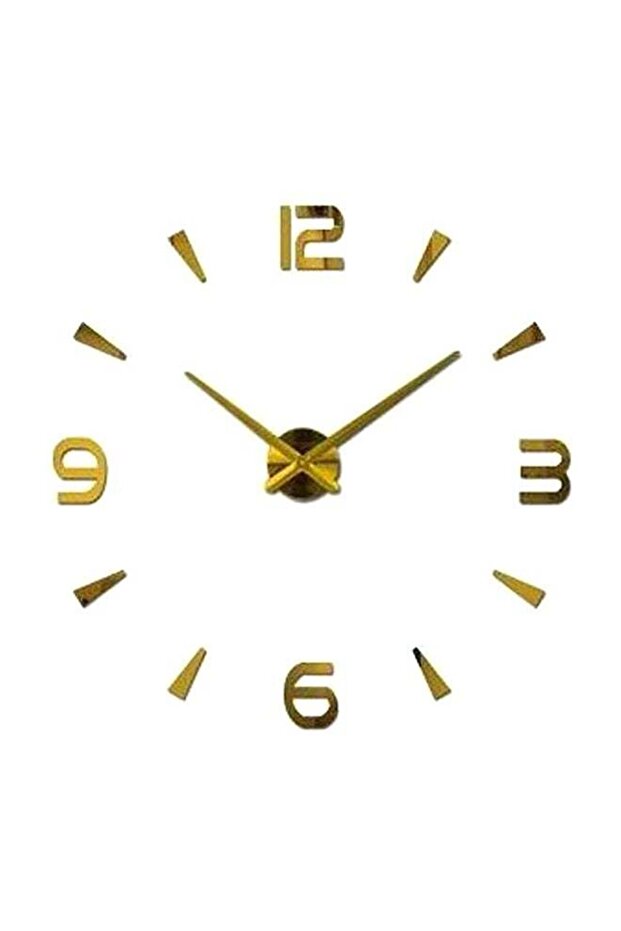 ساعة حائط ثلاثية الأبعاد باللون الذهبي - 1