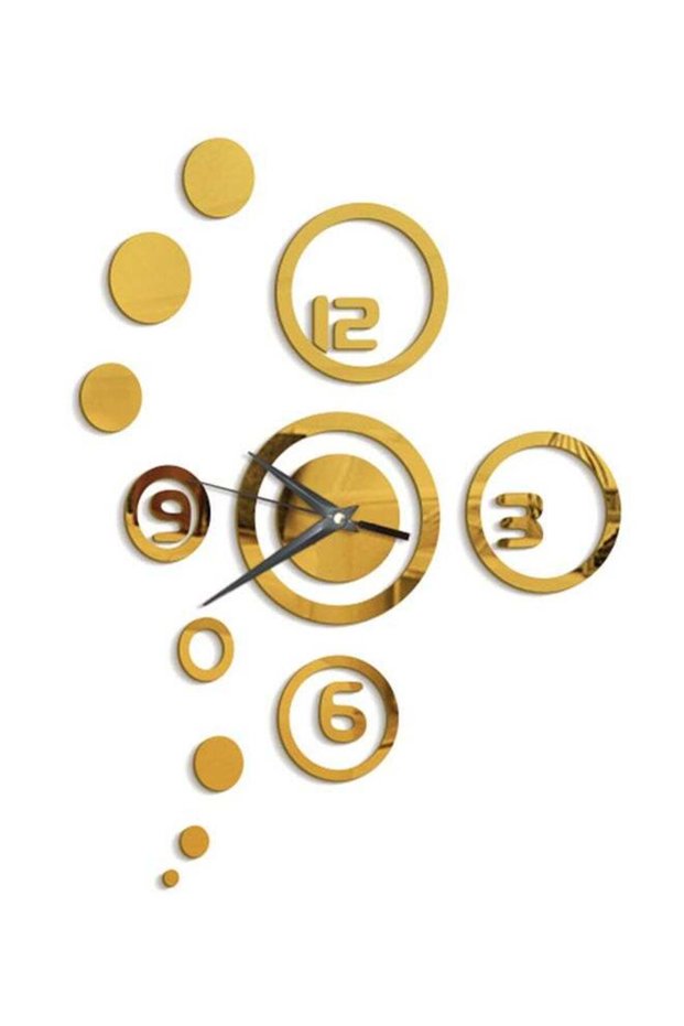 Artistic Frameless Modern Designed Mirror Surface Wall Clock Gold 28x28cm