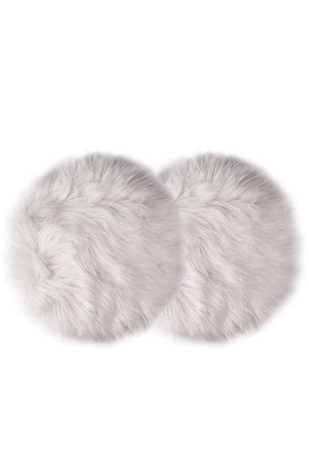 2Pcs 12 Inches Faux Fur Rug Small White Fur Rug - Round Chair Cushions - White Fluffy Rug for Photo
