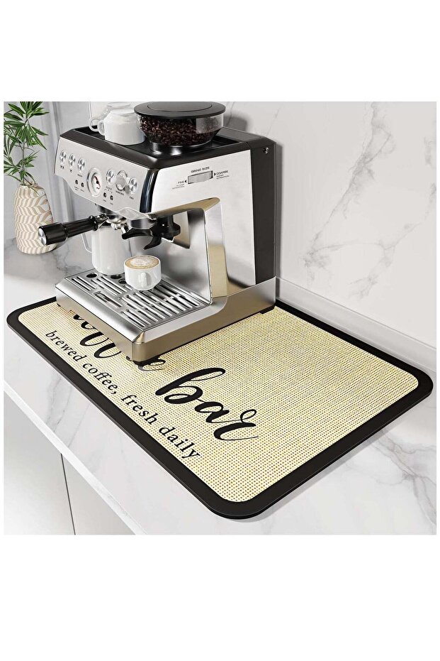 Coffee Mat Hide Stain Absorbent Drying Mat with Waterproof Rubber Backing Fit Under Coffee Maker Co