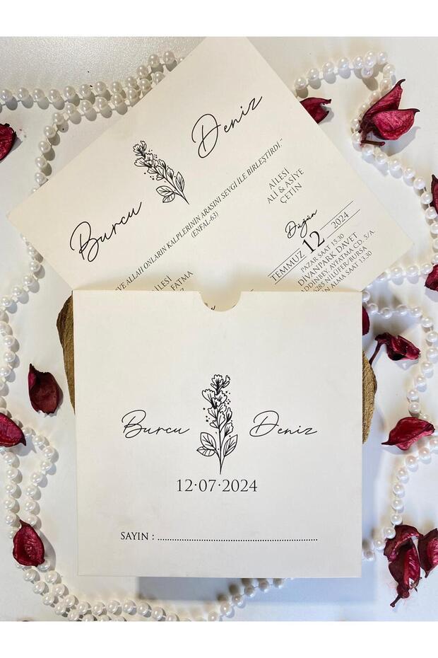 50 Adet Baskı Dahildir Düğün, Nişan, Nikah Davetiyesi, Baskı Dahildir DAVETİYE - 5