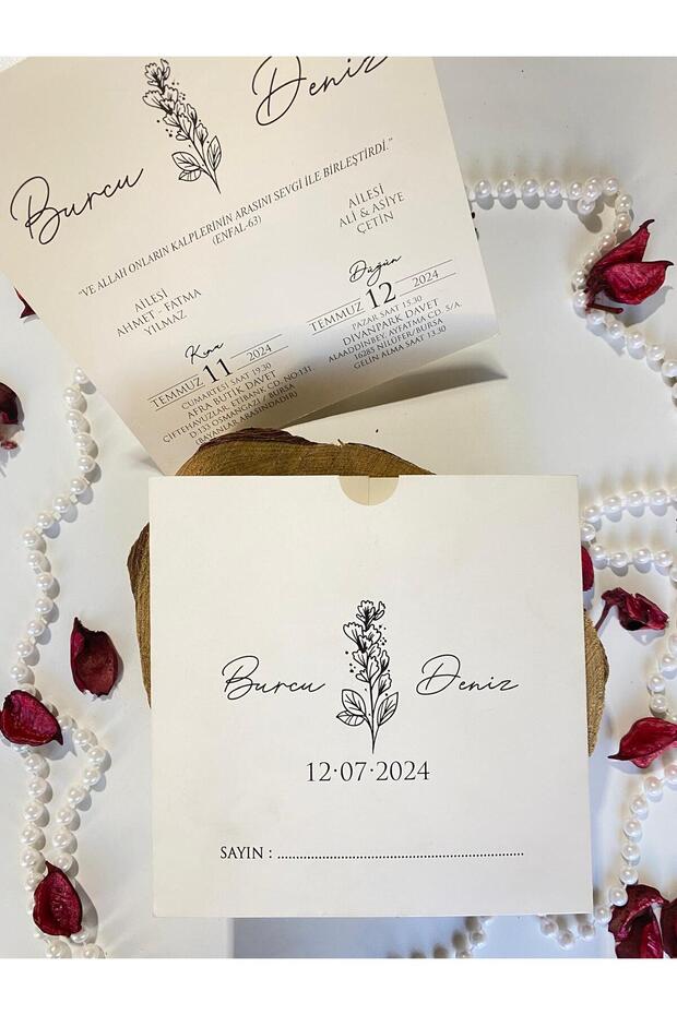 50 Adet Baskı Dahildir Düğün, Nişan, Nikah Davetiyesi, Baskı Dahildir DAVETİYE - 2
