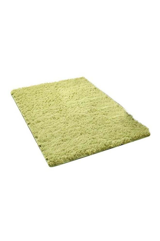 Anti Skid Fluffy Soft Bedroom Carpet, Polyester, Rectangle Green 200x140cm