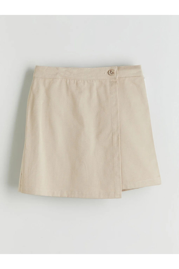 LCW KidsBej Basic Gabardin Kız Çocuk Şort Etek - 2