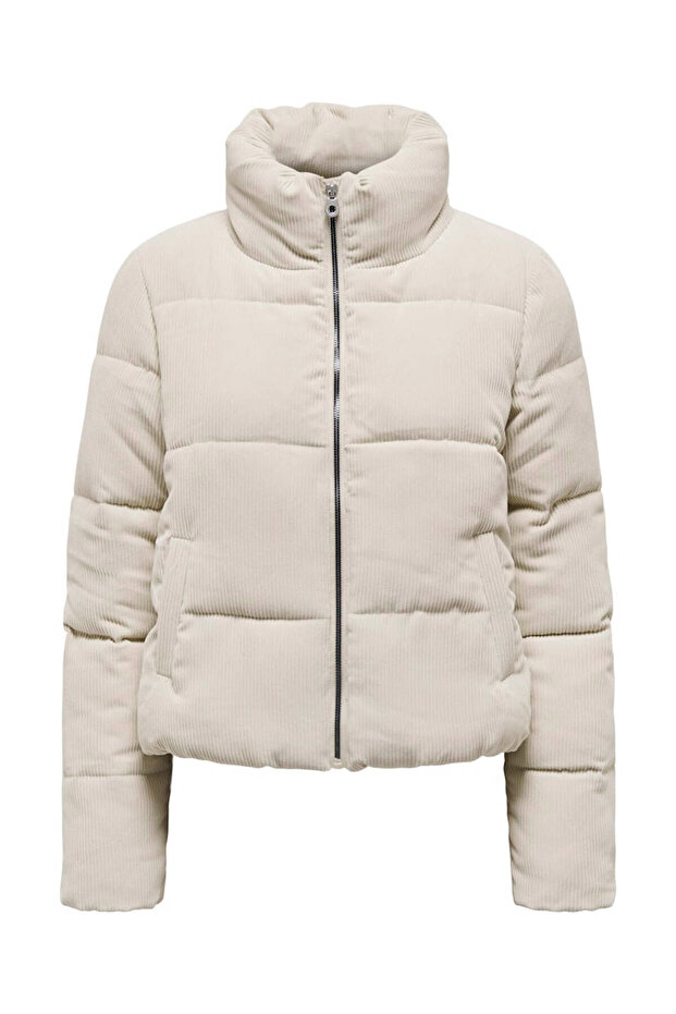 Dolly Corduroy Puffer Stand Collar Beige Women's Coat 15304768
