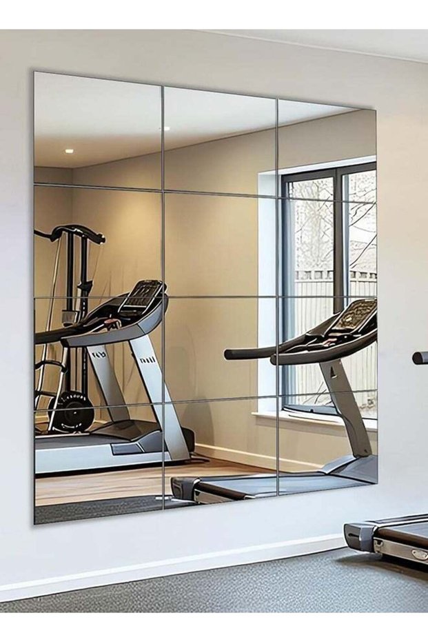 Glass Full Length Wall Mirror Tiles 22Cm 12Pcs, Frameless Full Body Mirror For Home Gym, Bedroom, L