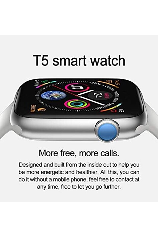 ساعة ذكية زرقاء موديل T5S قطعة واحدة - 2