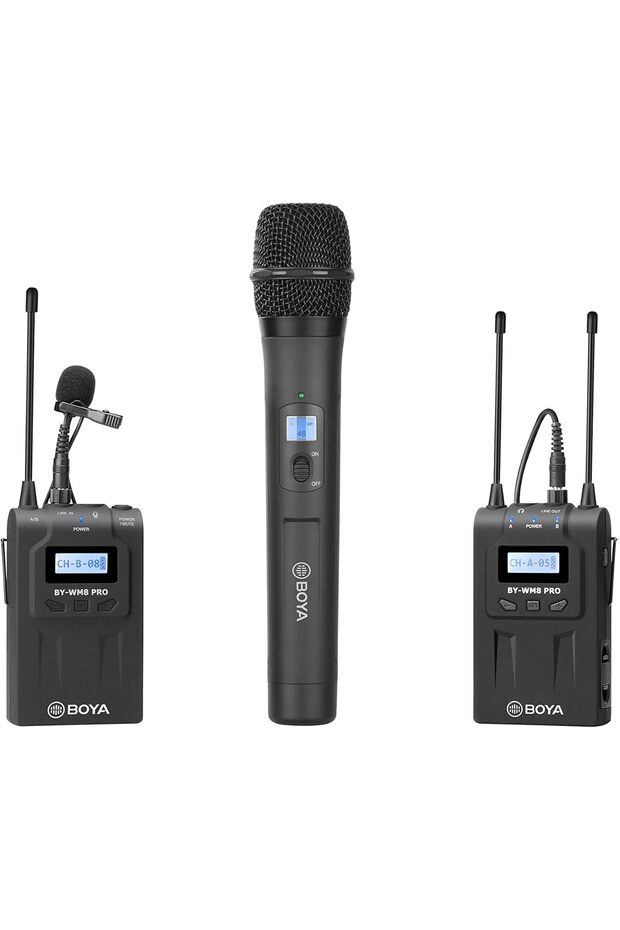 نظام الميكروفون اللاسلكي ثنائي القناة UHF BY-WM8 Pro-K4 من - أسود
