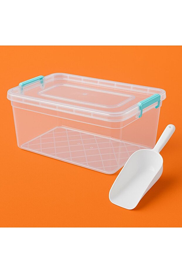 حاوية تخزين مستطيلة 10 لتر + مجموعة ملعقة البسكويت – مجموعة تخزين وتقديم الطعام - 3