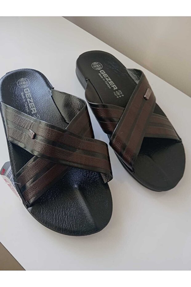 Cross Band Faux Leather Men's Slippers