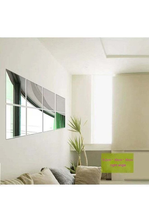 4-Piece Mirror Sticker Grey 30x30cm