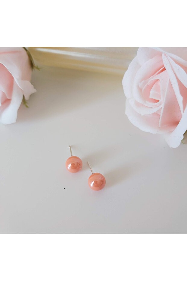 Small round orange earrings - 1