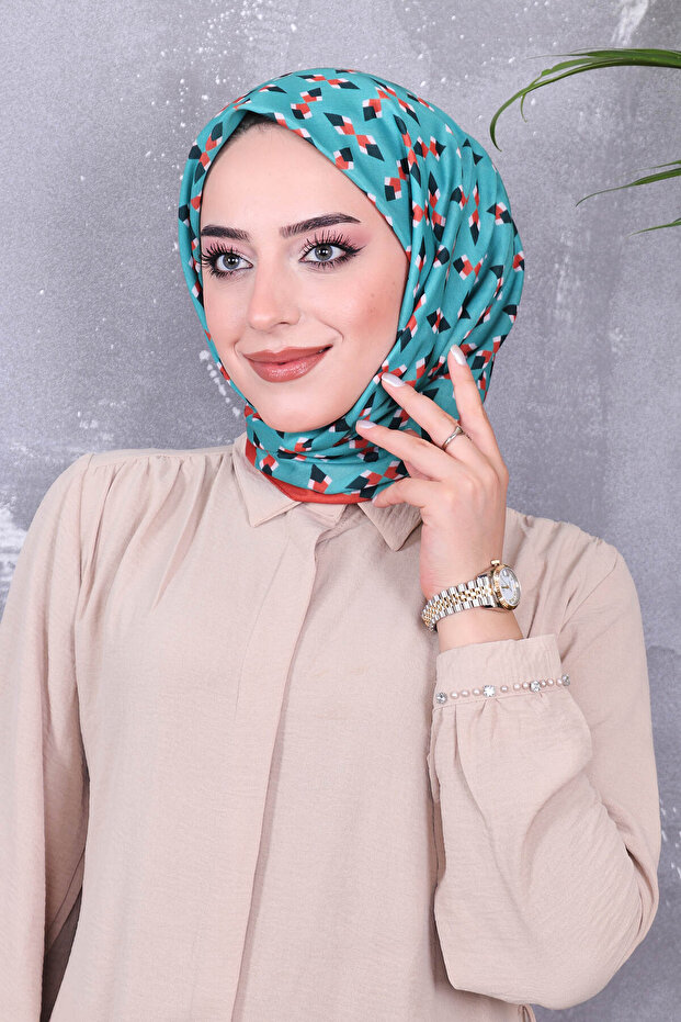 وشاح منقوش من القطن الناعم - 1