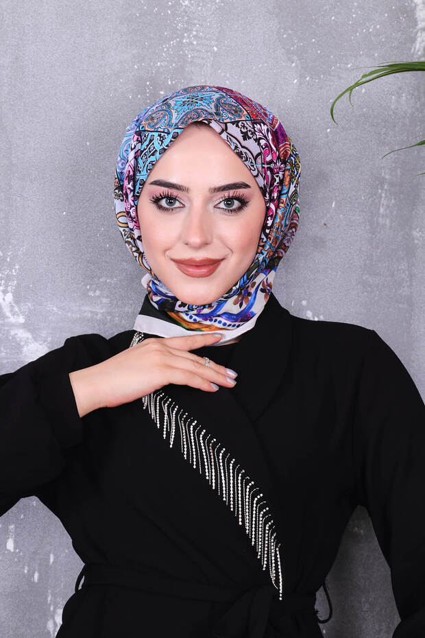 وشاح منقوش من القطن الناعم - 5