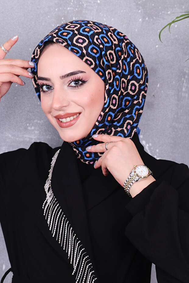 وشاح منقوش من القطن الناعم - 1