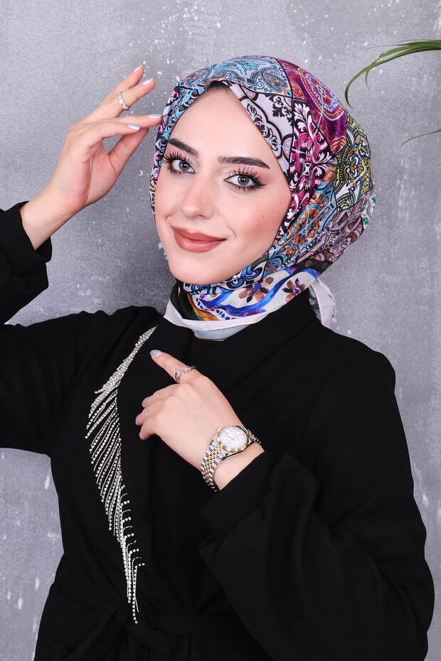 وشاح منقوش من القطن الناعم - 4