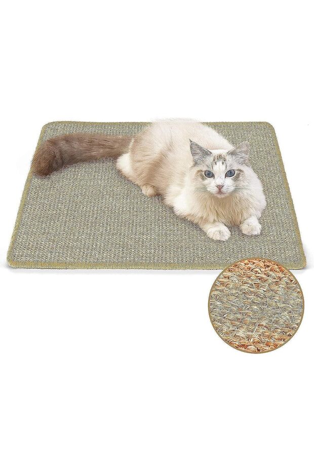 Myqcandy Cat Scratcher Mat Sisal Fabric, 23.6 X 15.7 Inch Natural Sisal Cat Scratch Mats, Horizontal