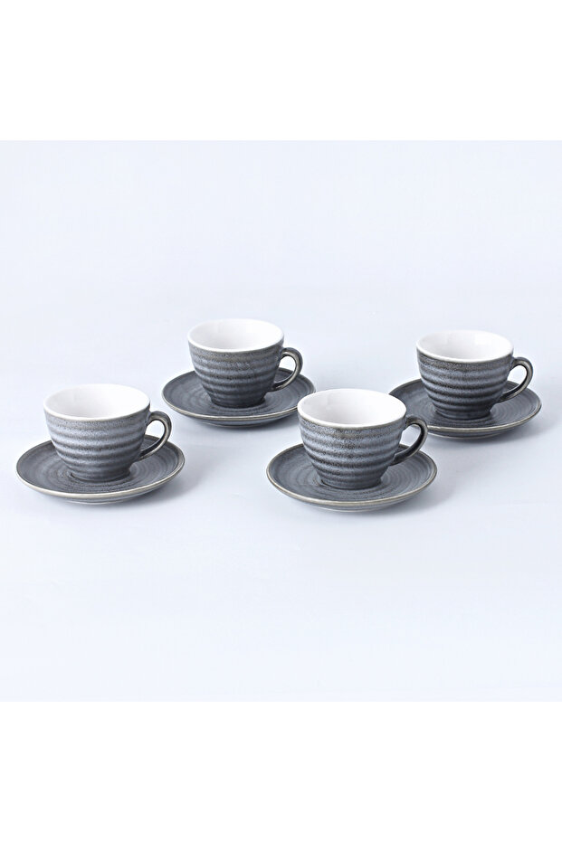 8-Piece Kiln Variable Glaze Process Round Linear Ceramic 200 ml Coffee Cup And Sauce