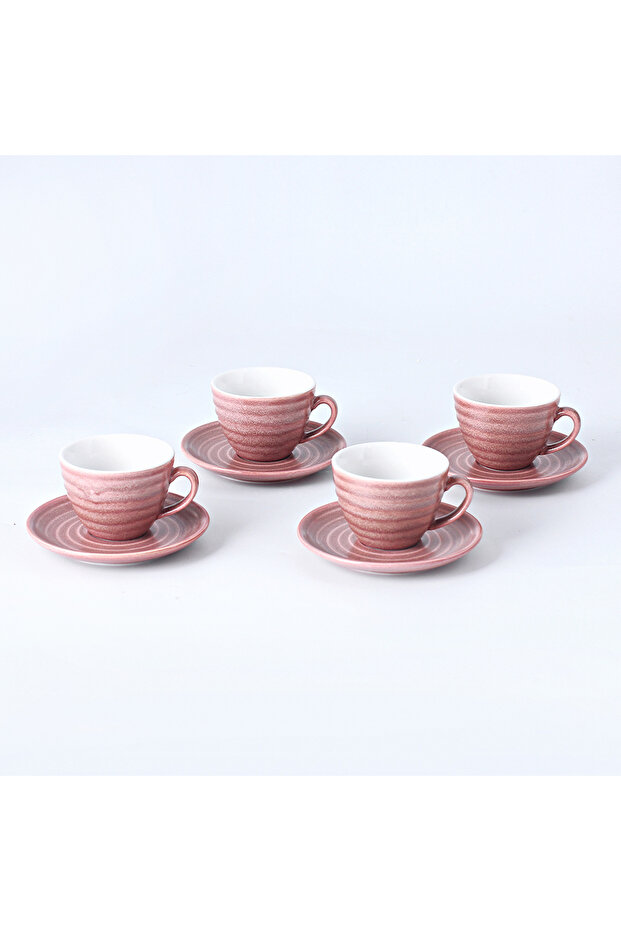 8-Piece Kiln Variable Glaze Process Round Linear Ceramic 200 ml Coffee Cup And Sauce