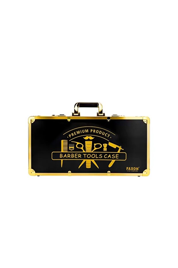 Black & Gold Large Aluminum Barber Tool Box Case