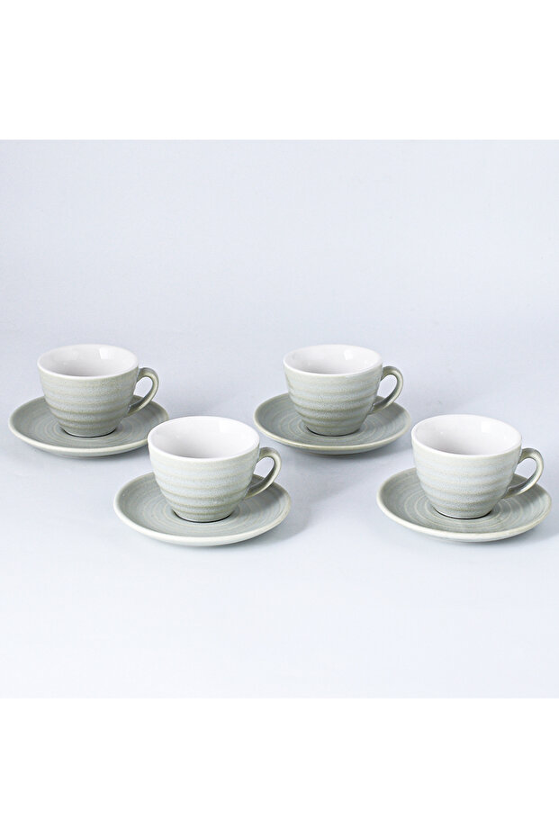 8-Piece Kiln Variable Glaze Process Round Linear Ceramic 200 ml Coffee Cup And Sauce