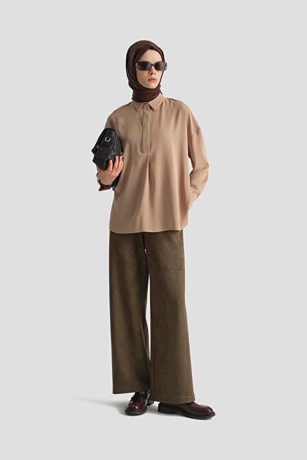 Gömlek 25KD7001 Acı Kahve - 1