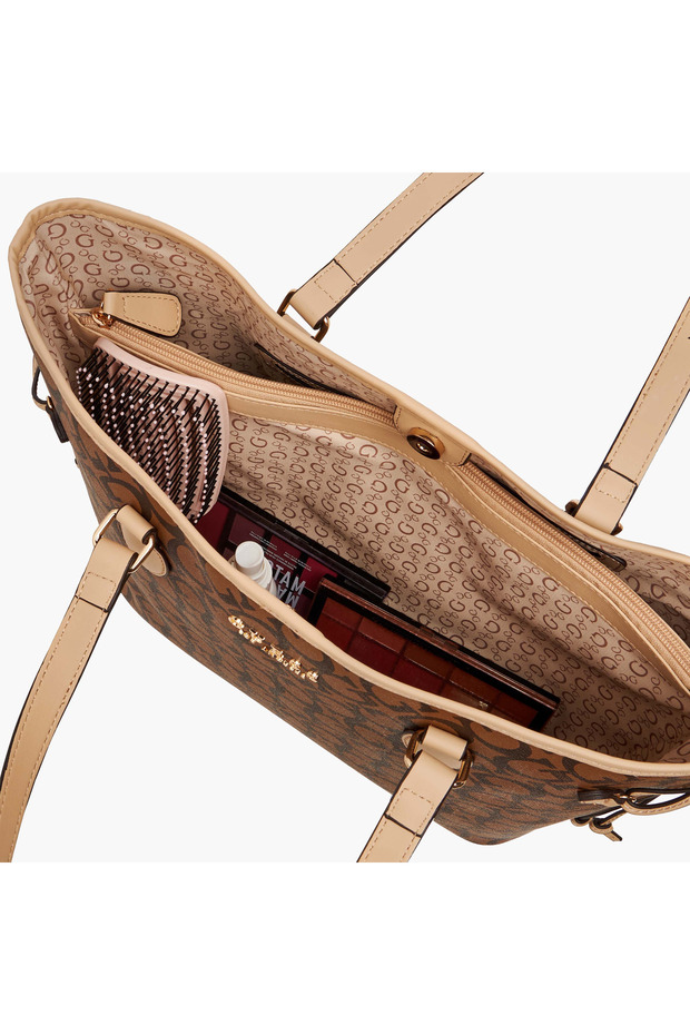 Ashburn Monogram Print Tote Bag with Zip Closure - 8