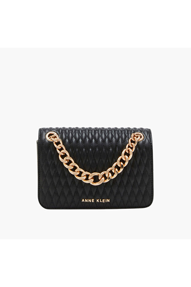 Quilted Hand Bag with Chain Strap and Flap Closure