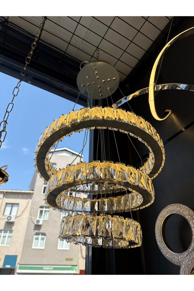 Kristal 3 katlı led avize - 1
