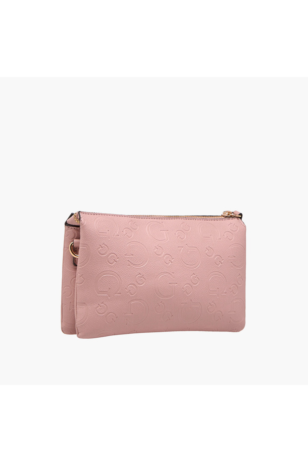 Niko Monogram Embossed Crossbody Bag with Card and Pouch Set - 4