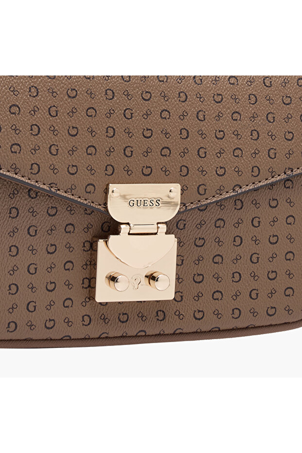 Elaina Monogram Print Crossbody Bag with Flap Closure and Adjustable Strap - 5