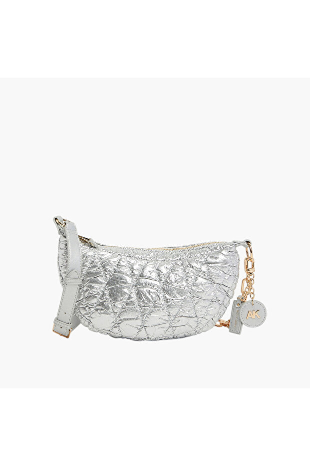 Quilted Crossbody Bag with Zip Closure and Chain Strap